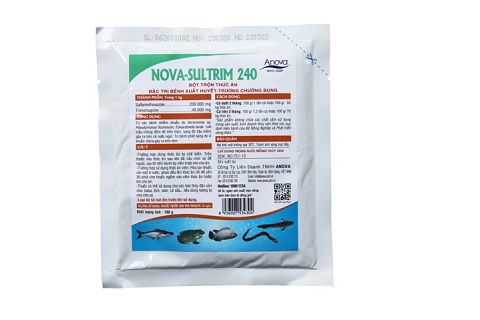 NOVA-SULTRIM 240 Đặc trị các bệnh nhiễm khuẩn trên cá chướng bụng, gan – thận có mủ, lở loét